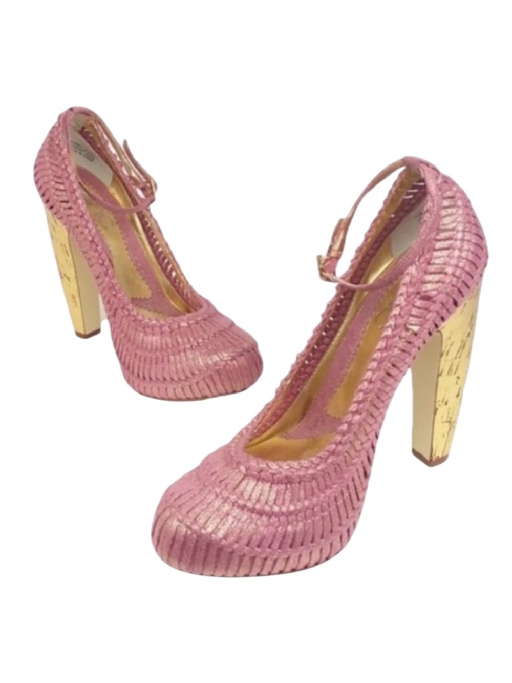 Zinc Basketweave Platform Heels